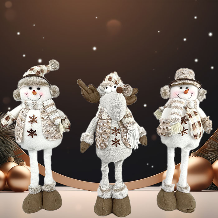 دمى رجل الثلج والغزلان المحبوكة الجديدة قابلة للتمدد