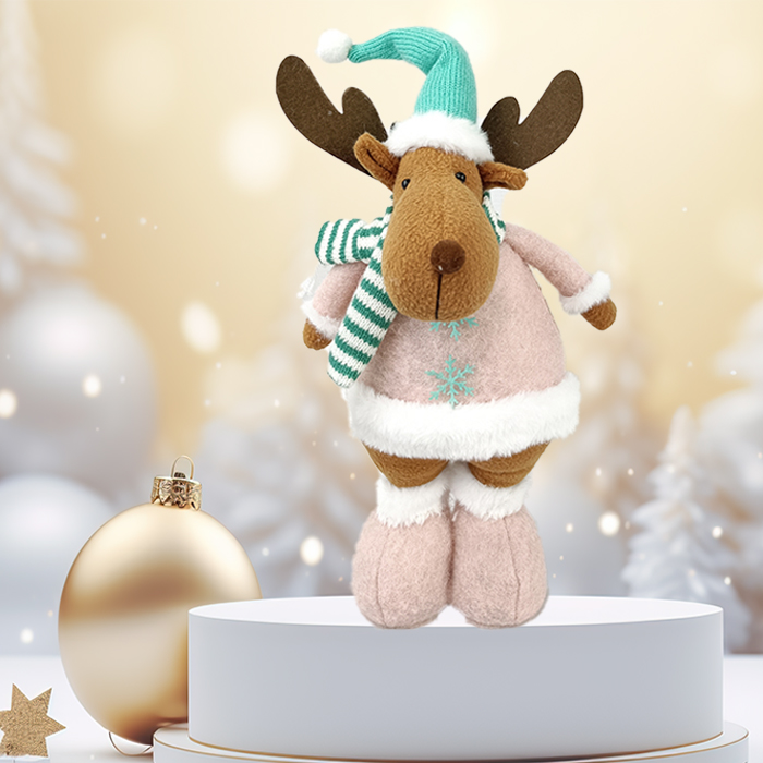 Venta al por mayor de juguetes de peluche personalizados de alces de Navidad