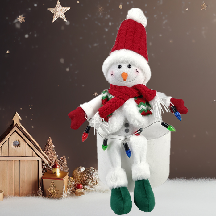 Schattige op maat gemaakte kerstsneeuwman gevulde pop