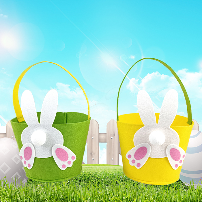 Happy Easter Bunny Ear Jute Basket Gift Bag