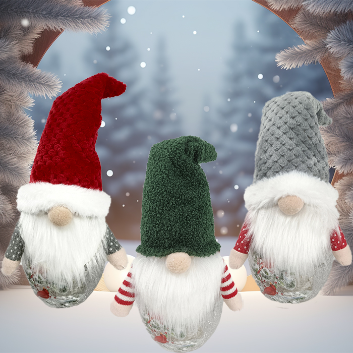 Trang trí lọ kẹo Giáng sinh: Gnome sang trọng vô danh dễ thương