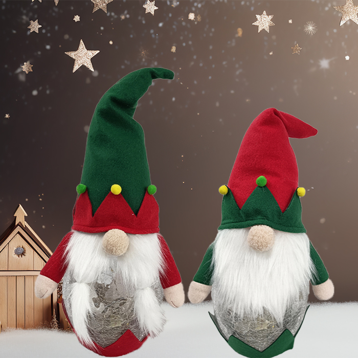 Christmas Gnome Plush Elf Candy Jar Decor