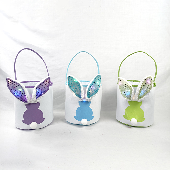 2024 Wholesale Easter Luminous Bunny Ear Baskets