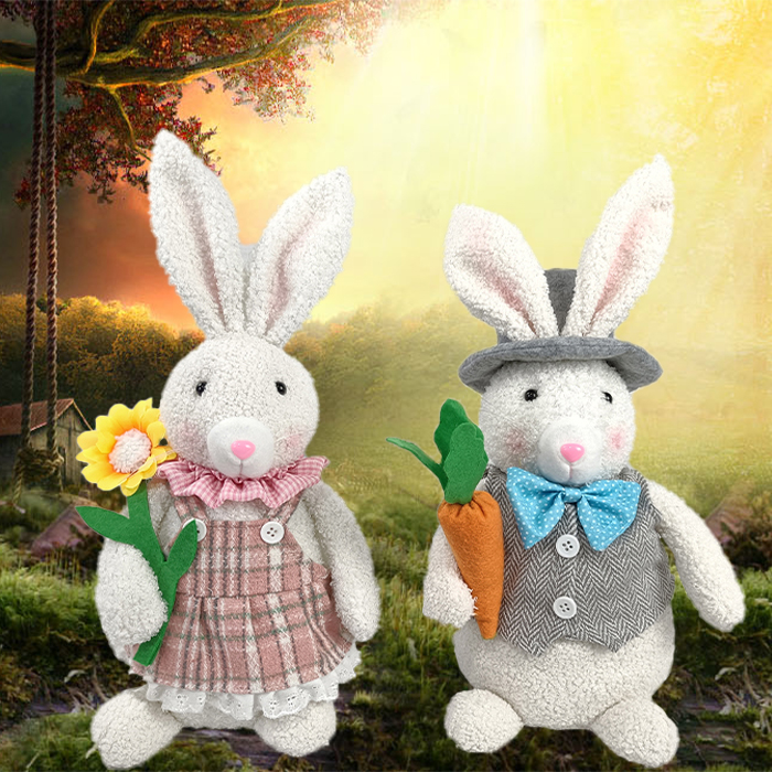 2024 イースターバニーぬいぐるみカップルかわいい立っているウサギの人形