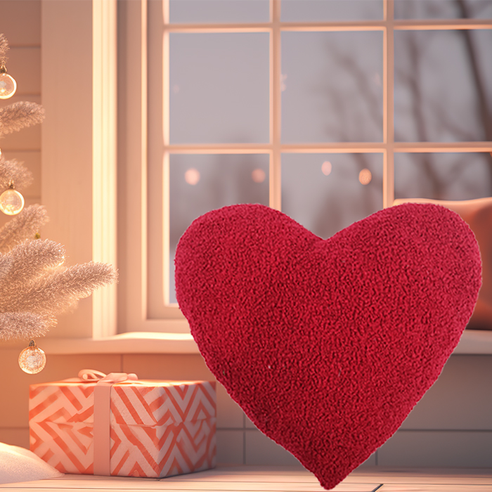 Oreiller polaire en peluche à cœur rouge Valentines Love