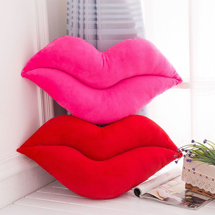 Bantal Lempar Bentuk Bibir Merah Panas Kustom Cetak 3D