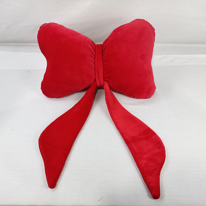 Coussin de dossier de siège en velours rouge avec nœud papillon