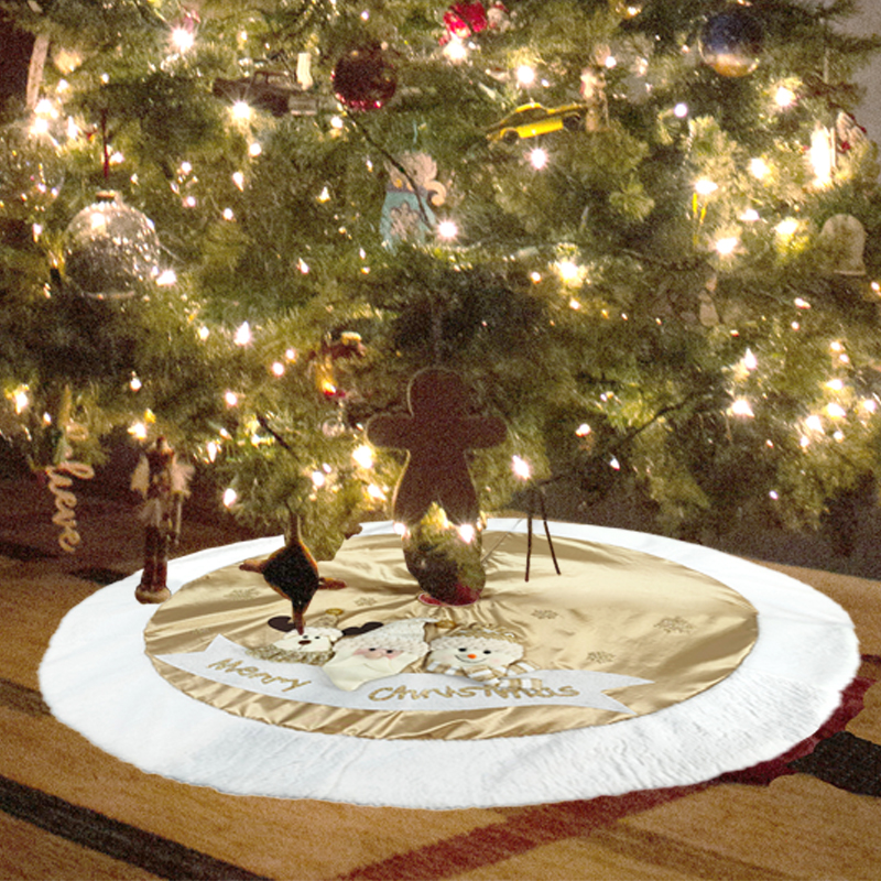 Luxury Gold Christmas Snowman Elk Santa Tree Skirt