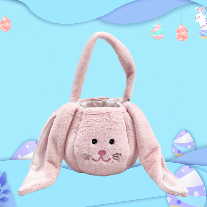 Sweet Easter Pink Long Ears Bunny Basket