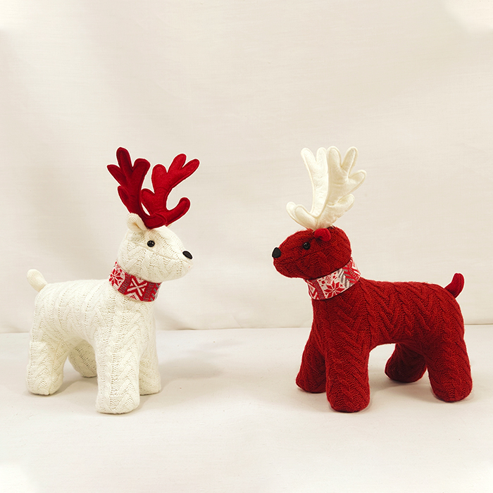 Christmas Knit Reindeer Doll Figurine For Tabletop