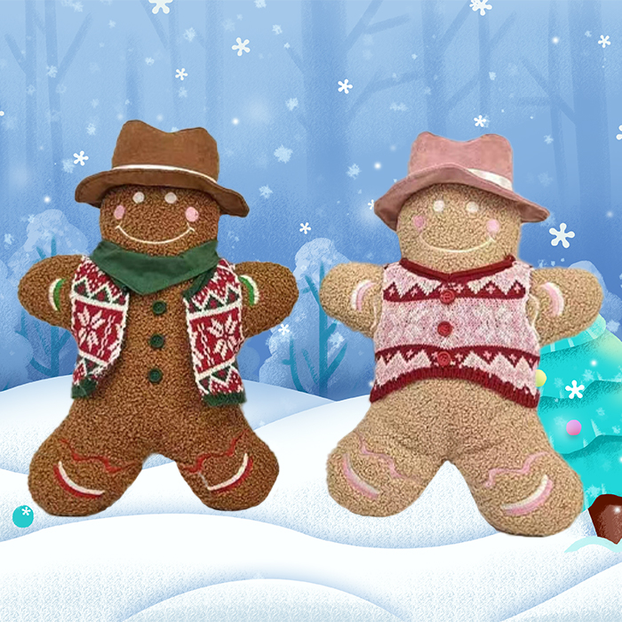 Boy and Girl Christmas Gingerbread Plush Doll Pillow