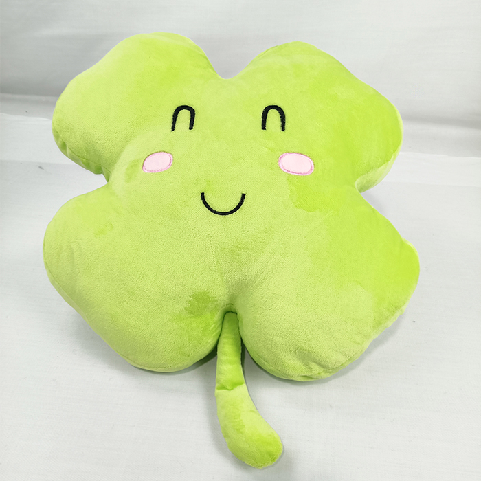 Green Four-leaf Clover Throw Pillows With Smiles