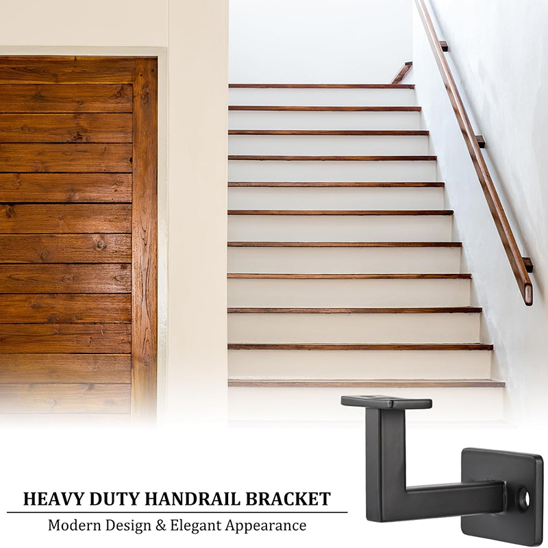 အနက်ရောင် Fixed Swivel Hand Rail Brackets for Staircase Stair အတွက် ချိန်ညှိနိုင်သော Square Hand Rail Brackets (6pcs) (5)t5d