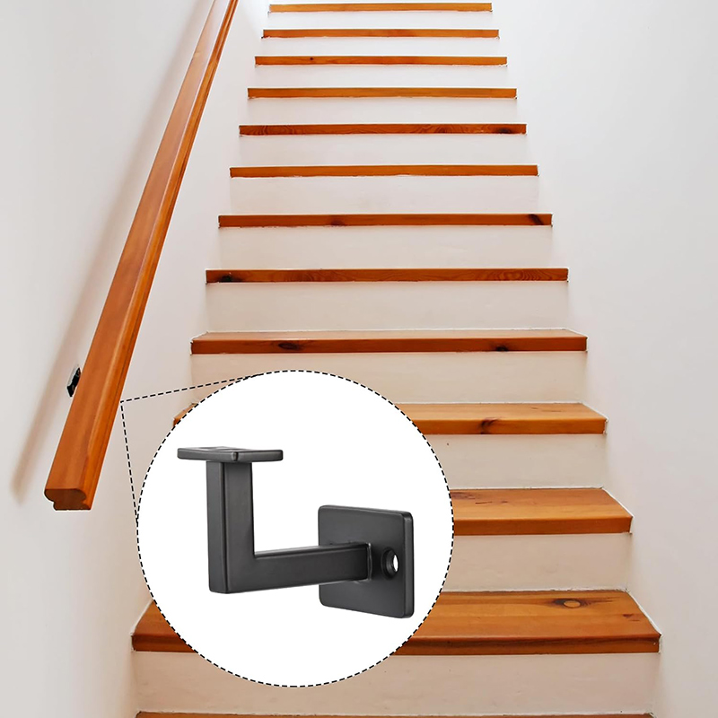 검정색 고정 회전식 핸드 레일 브래킷 계단 계단용 조정 가능한 사각형 핸드 레일 브래킷(6개)(6)ry4