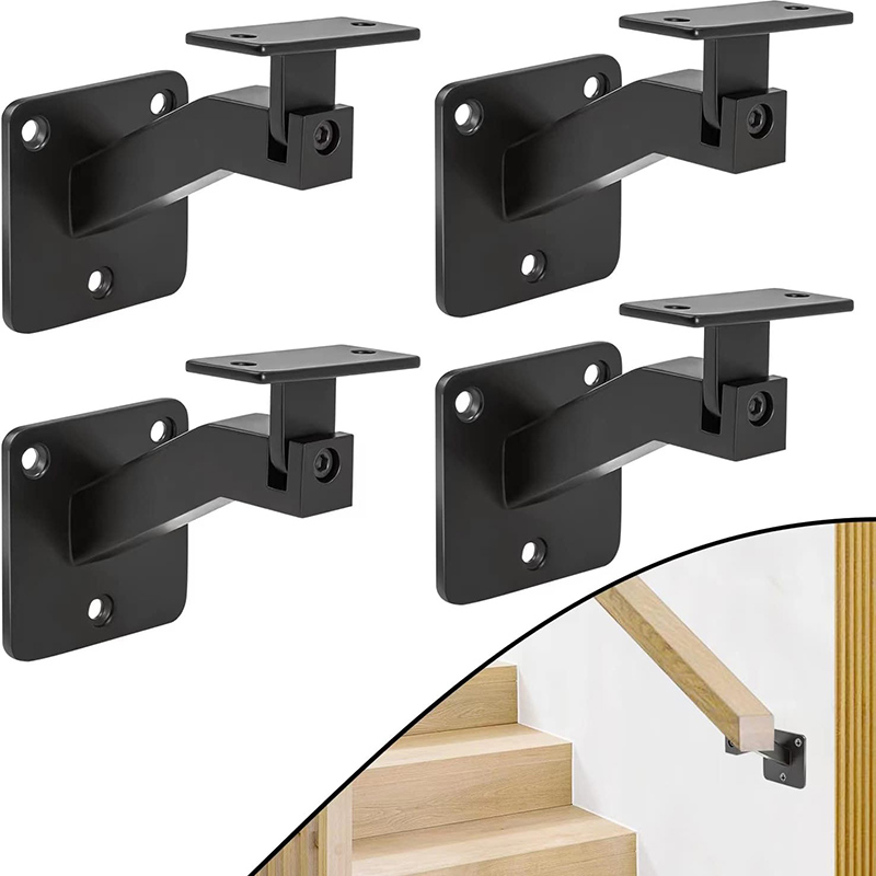 Adjustable Black Handrail Bracket for Indoor Stairs, DIY Wall Mounted Stair Railing Bracket, for Stairs, Corridors, Offices, Living Rooms