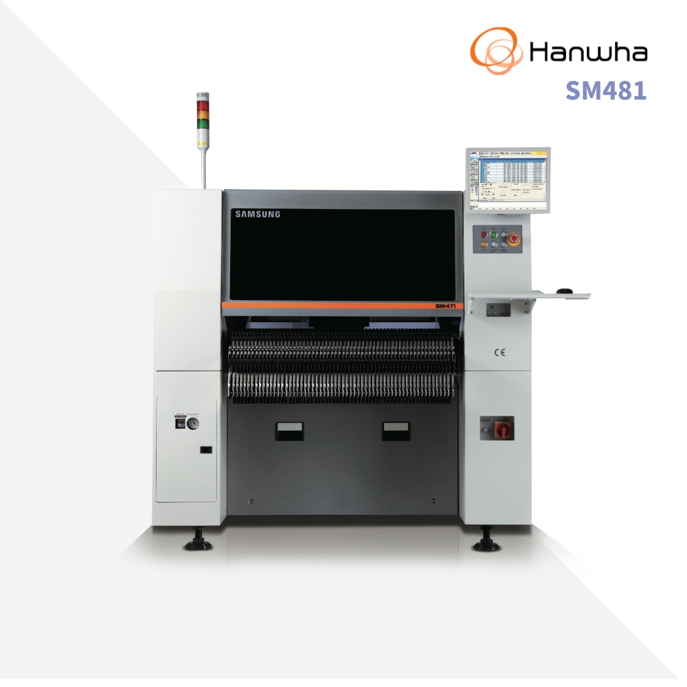SAMSUNG/ HANWHA SM481 CHIP SHOOTER, CHIP MOUNTER, PICK AND PLACE MACHINE, USED SMT EQUIPMENT