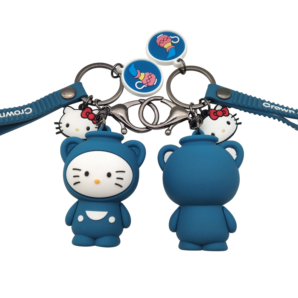 Custom Rubber PVC Cartoon Cute Anime Hello Kitty Keychain 
