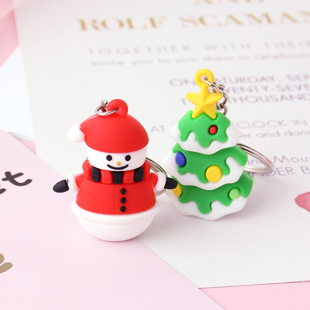 Custom Soft PVC 2D/3D Christmas Snowman Tree Rubber Keychains Keyring With Your Logo