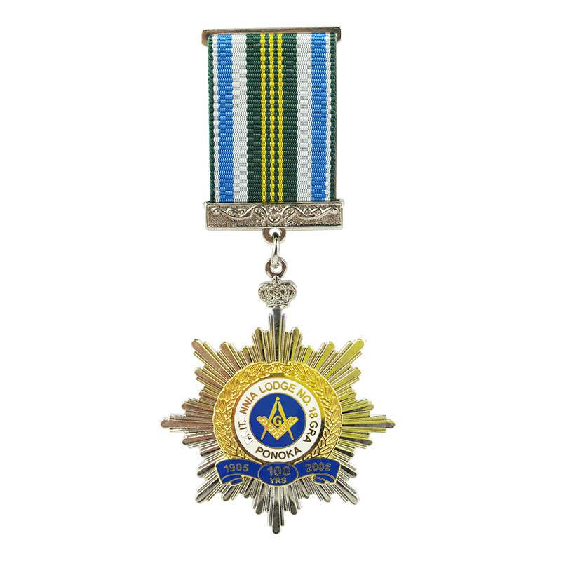Medalya Leşkerî ya Zêrîn Nickel Bi Ribbon Zebûrkirin