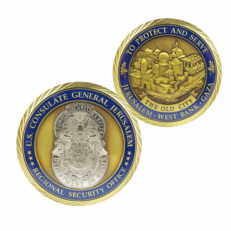 Kovové okrúhle mince amerického bezpečnostného úradu