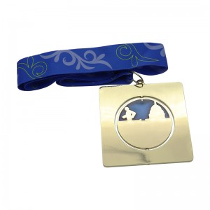 Square Round Spinning Souvenir Medal With Lanyard