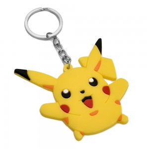 Cute two-side Soft PVC Rubber Key Chains Cartoon Pikachu Plastic Anime Keychains