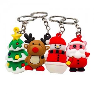 Custom Soft PVC 2D/3D Christmas Snowman Tree Rubber Keychains Keyring With Your Logo