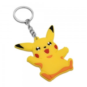 Cute two-side Soft PVC Rubber Key Chains Cartoon Pikachu Plastic Anime Keychains