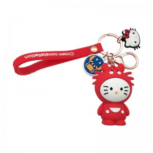 Enwog Hello Kitty Llawn 3D Meddal PVC Keychain