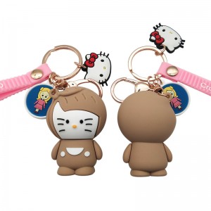 Olokiki Hello Kitty Full 3D Asọ PVC Keychain