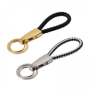 Promotional Hook Ring Leather Weave Keychains