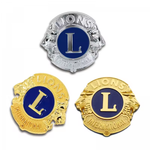 Huy hiệu pin câu lạc bộ sư tử cờ kim loại thiết kế OEM