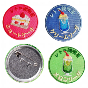 Insignes brodés ronds faits sur commande de bouton de goupilles en métal avec des épingles de sûreté