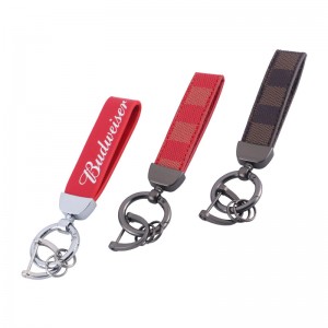 Porte-clés promotionnels en cuir tissé avec anneau à crochet