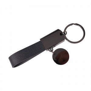 Porte-clés en métal et cuir vierge avec logo personnalisé