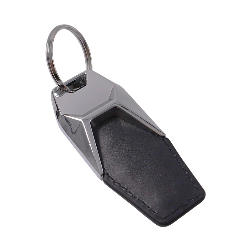 Porte-clés en métal et cuir vierge avec logo personnalisé (3)