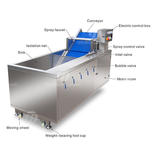 Industrial Bubble Washer Fruit Vegetable Ultrasonic Cleaning Washing Machine (Ts-X200)