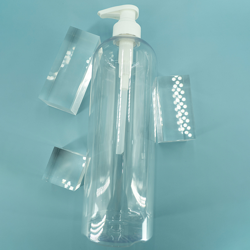Üres műanyag PET kerek, átlátszó palack 1000 ml pumpával