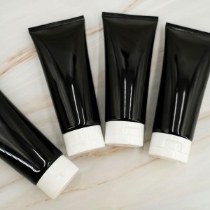 Logo Customized Empty Gloss Black Refilable Plastic Lotion Squeeze Cosmetic Tube