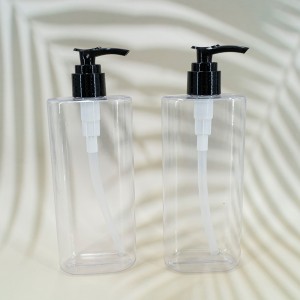 Shampoo ea Botlolo Sebelisa PVC Plastic 500 ML 'Mele oa Customized Industrial Beauty Surface Packaging Bottle Cap Pump Liquid