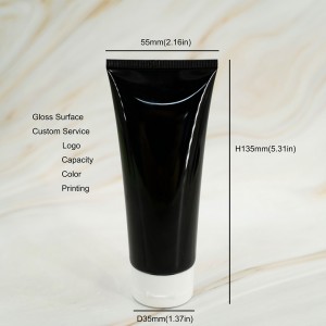 Customized Logo Empty Gloss Black Refillable Plastic Lotion Squeeze Cosmetic Tube