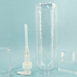 Empty Plastic PET Round Transparent Bottle 1000ml With Pump