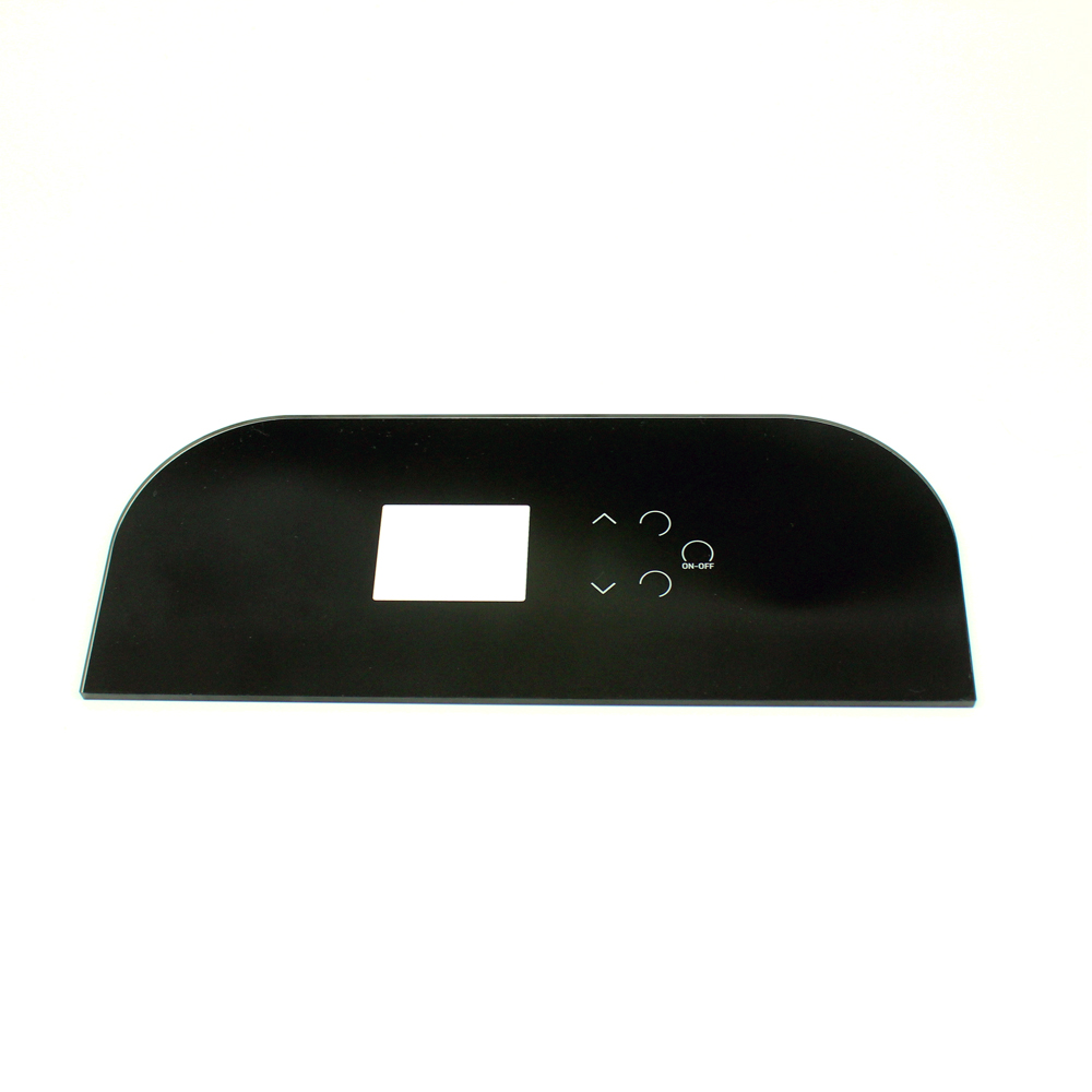 لوحة زجاجية كهربائية بمروحة 3 مم مع طباعة بالشاشة الحريرية من السيراميك الأسود