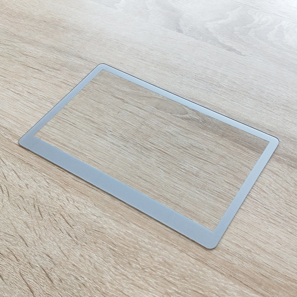 0,7 mm anti-glare display-touchscreen-afdekglas met zilveren rand