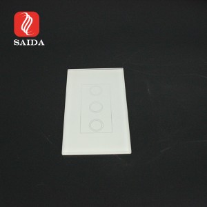 2mm Beyaz Baskılı Kristal Dokunmatik Şeffaf Anahtar Cam Panel