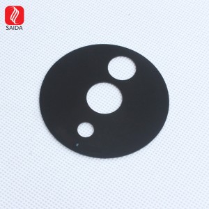 Maßgeschneiderte runde 2-mm-Linse aus gehärtetem Glas mit schwarzem Rahmen für CCTV