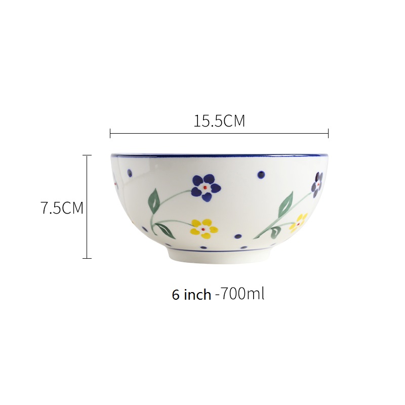 Hand Painted Flower Ceramic Stoneware Noodle Bowl Set Product Details (3)y33