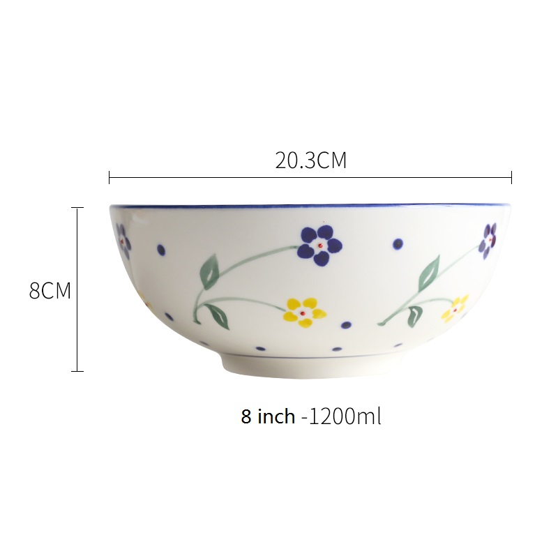Hand Painted Flower Ceramic Stoneware Noodle Bowl Set Product Details (4)c2u