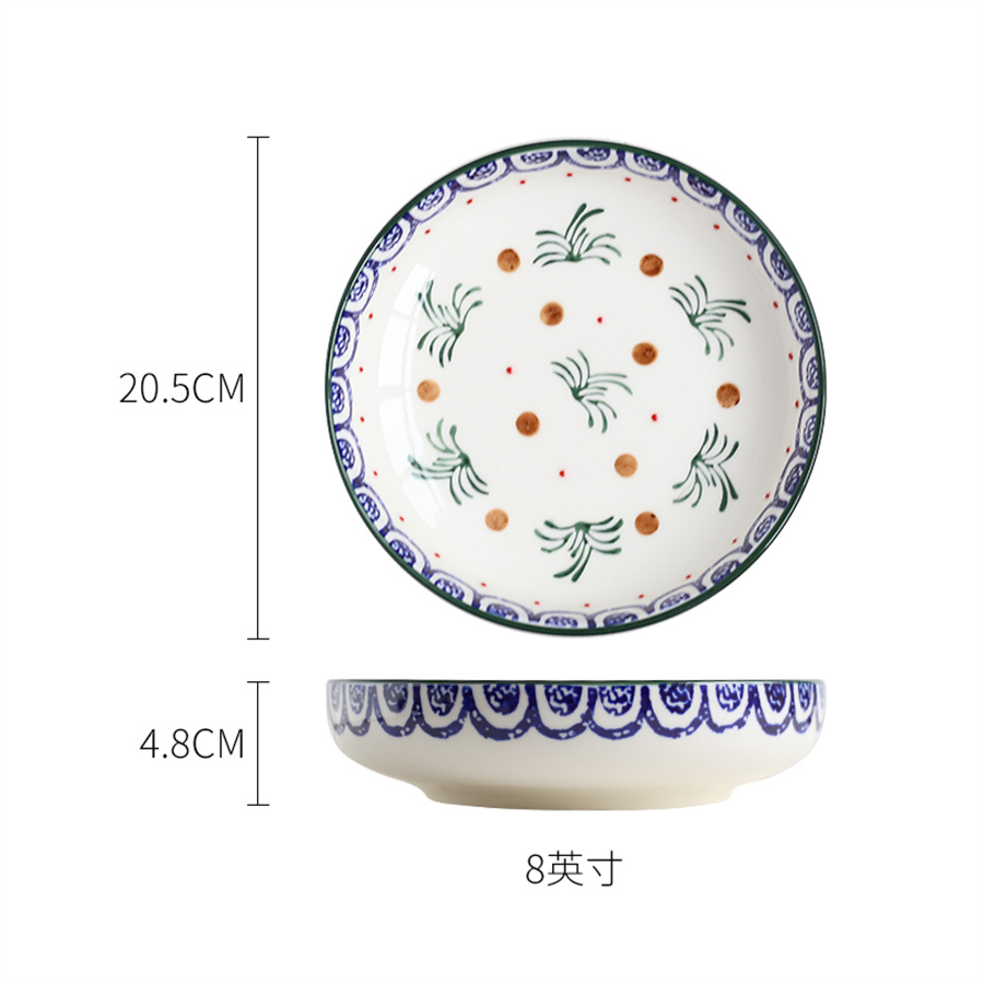Blue And White Ceramic Stoneware Plate Handmade 12bkc