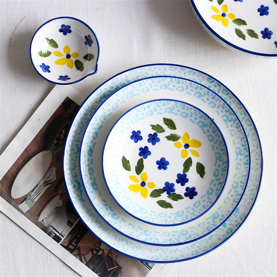 Handcrafted Ceramic Stoneware Dessert Salad Plate Set